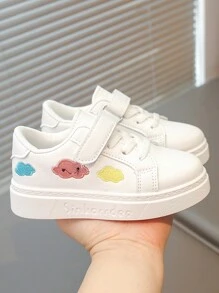 1 双儿童休闲运动鞋，秋季新款男孩女孩户外百搭白鞋 - 白色 - 查看 4
