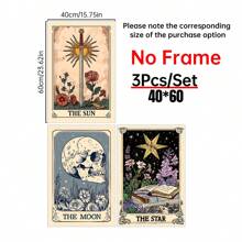 Set Of 3 The Sun The Moon The Star Tarot Card Print, Earthy Boho Set, Celestial Wall Prints, Astrology Posters, Mystical Tarot Card Art,Canvas Posters, Vintage Wall Decor, Funny Wall Art , Living Room Bedroom Office Kitchen Bathroom Decor Home Decor Christmas Decorations Christmas