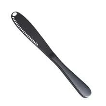 Cuchillo de mantequilla con agujeros, cuchillo de postre de queso, cuchillo de mermelada de acero inoxidable, cubiertos, cuchillo para tostadas, crema batida, cortador de pan y queso, herramientas de cocina - Negro - Ver 1
