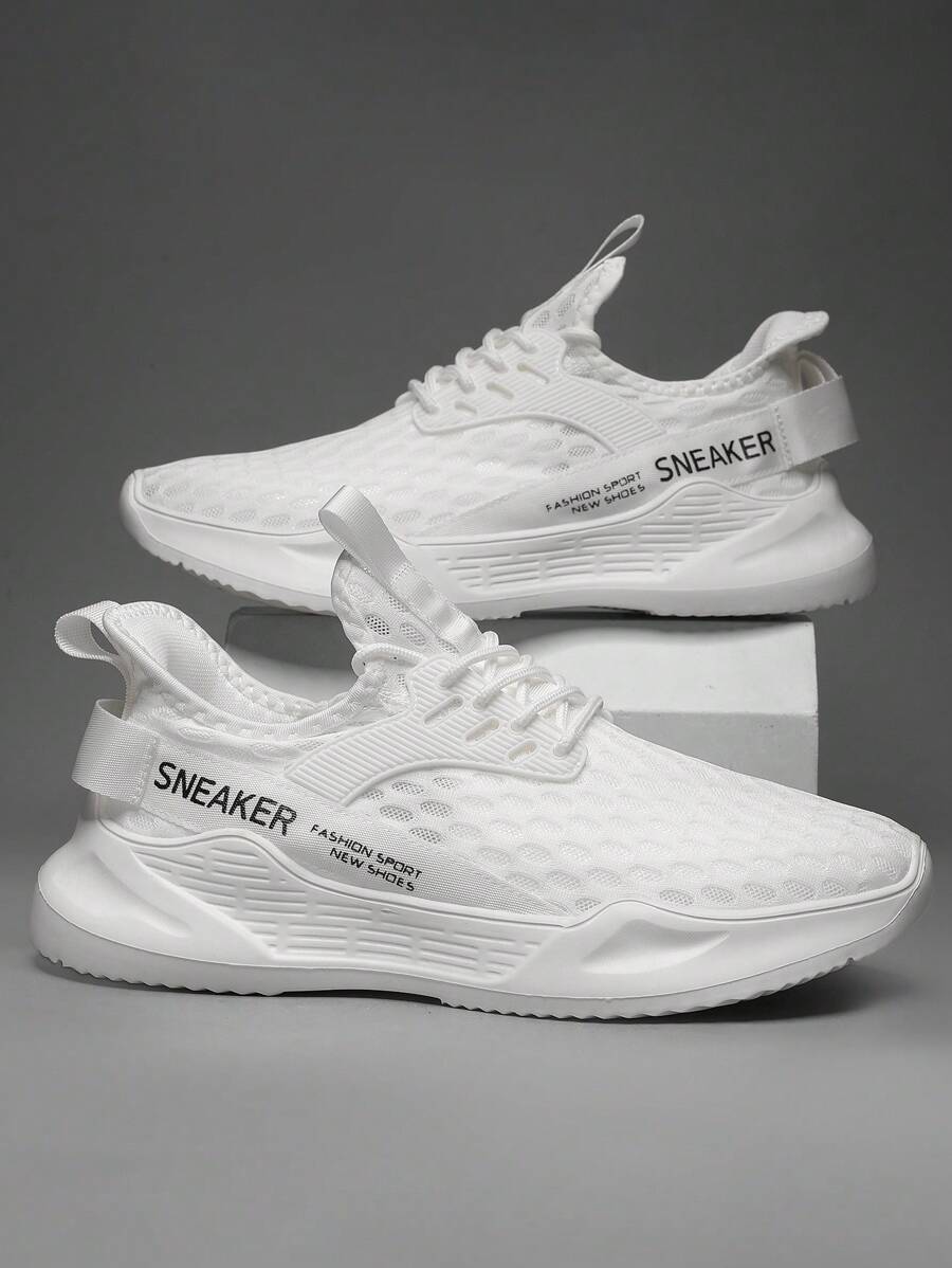 新款百搭休闲便鞋，透气防滑跑步运动鞋 - 白色 - 查看 1