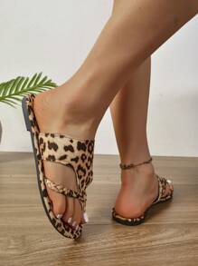 Women Flat Sandals, Fashionable Woven Strap Flip Flops, Versatile Casual Beach Sandals