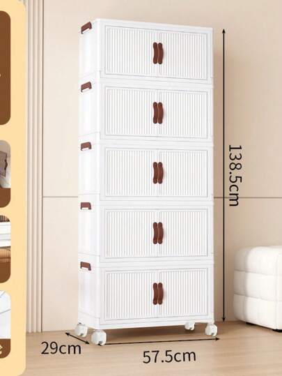 Gabinetes de almacenamiento plegables, para la sala de estar, juguetes para bebés, bocadillos, gabinetes de servicio, gabinetes de almacenamiento de plástico multicapa, estantes a prueba de polvo para el hogar, gabinetes de almacenamiento de documentos de oficina