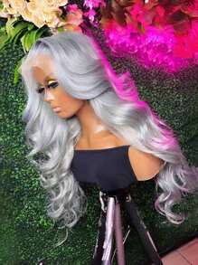 Grey Wig Body Wave 13x4 Transparent Lace Front Wig 32 Inch Human Hair Wigs For Women Pre Plucked Brazilian Remy Hair Lace Wig, Silver Grey Hair Wigs For Halloween Costume, Party Cosplay Use, Gray Hair - SGray - View 5
