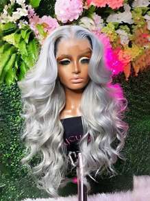 Grey Wig Body Wave 13x4 Transparent Lace Front Wig 32 Inch Human Hair Wigs For Women Pre Plucked Brazilian Remy Hair Lace Wig, Silver Grey Hair Wigs For Halloween Costume, Party Cosplay Use, Gray Hair - SGray - View 4