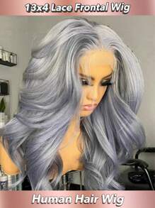 Grey Wig Body Wave 13x4 Transparent Lace Front Wig 32 Inch Human Hair Wigs For Women Pre Plucked Brazilian Remy Hair Lace Wig, Silver Grey Hair Wigs For Halloween Costume, Party Cosplay Use, Gray Hair - SGray - View 2