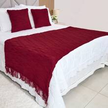 Tricot Blanket Bedspread For Queen Max Double Bed - ONLY THE FEET - 焦紅 - 查看 1