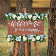 8 件装，春季人造花藤，假丝绸春花，白色和蓝色玫瑰花环，悬挂花卉花环，用于婚礼拱门仪式家庭花园户外墙壁春季装饰 - 彩色 - 查看 4