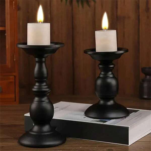 Black Modern Minimalist Candle Holders, Decorative Candle Holders Of Different Sizes For Tabletop, Home Decor For Valentine's Day, Wedding Decoration, Beauty Room Decor, Home Decor For St. Patrick's Day, Easter
