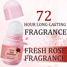 Xioimy 50ml Rose Deodorant Roll-On, 72 Hour Freshness Against Body Odor, Long-Lasting Floral Scent, Moisturizing Care For Skin, Suitable For Dates & Travel