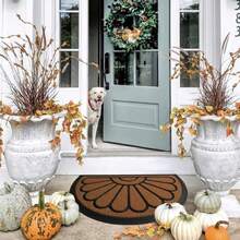 Extra Durable Striped Christmas Doormat Outdoor - Rubber Doormat Indoor - Non-Slip Doormat Rug (30 x 18) Back Front Doormat - Welcome Mat - Easy Clean Outdoor Doormat - Door Mat Outside/Inside - Marrón (Bright Brown) - Ver 3