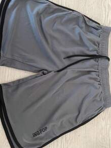2 Pieces Men's Bodybuilding Training Running Shorts, With Two-Piece Print And Stylish Style - màu đen - Xem 9