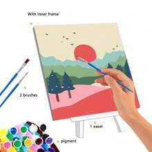 20x20cm/7.8 Inches X 7.8 Inches - 1 Piece Colorful Oil Painting DIY Adult Digital Oil Painting, Natural Scenery, Suitable For Hanging On The Desktop As A Gift To Relieve Stress, Suitable For Bedroom, Living Room Decoration - Xiyin Combination Title Gifts Birthday Graduation