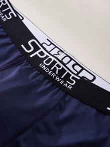 3 件/包男士撞色字母腰带内裤，休闲、通勤、运动风格，舒适透气三角裤 - 彩色 - 查看 5