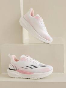 Sneakers Women's Shoes Sports Outdoor Casual Fashion Comfortable Soft Sole Breathable Cool Front Lace-Up Gradient Color Design - Pink - View 2