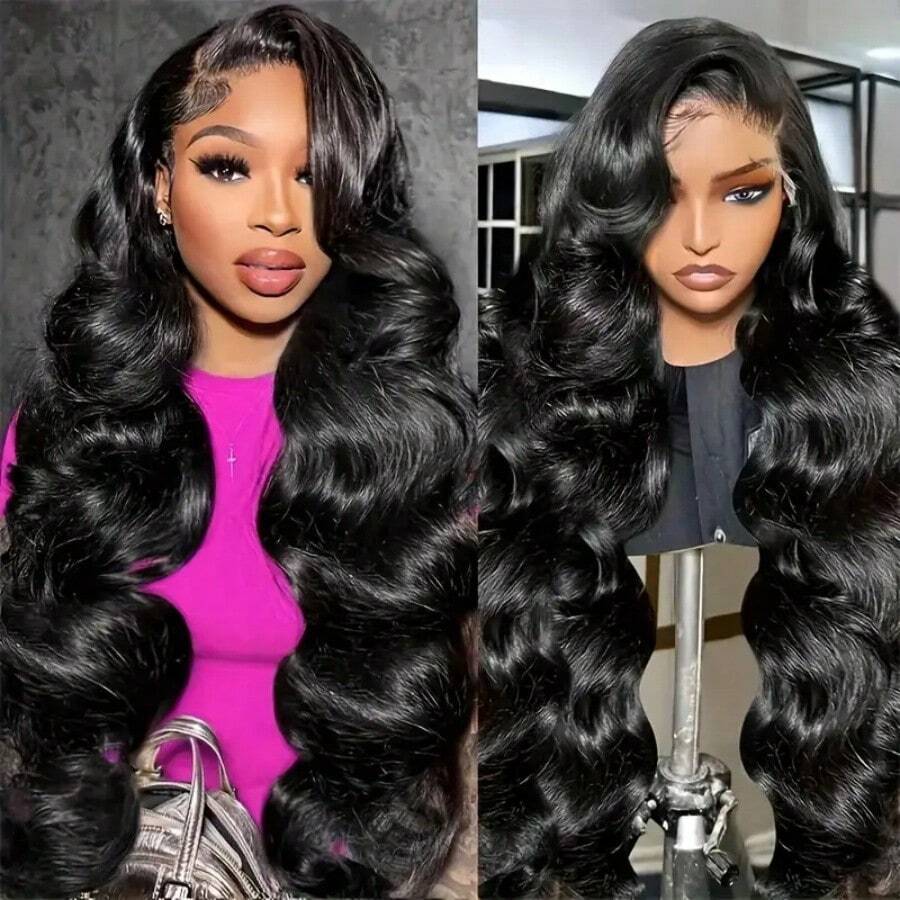 200% 8-40 Inch 13x6 Lace Frontal Wigs Body Wave Human Hair 200% Density Lace Front Wigs Human Hair HD Transparent Lace Frontal Wig Pre Plucked With Baby Hair For Women Human Hair Wigs Natural Color - Natural Black - 查看 1