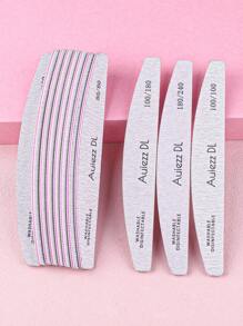 3/5/10pcs Grey Professional Crescent Double-Sided Nail Files, 80/80 100/100 100/180 180/240 Grit Manicure Tools - Light Grey - View 2