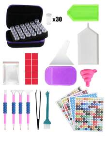 1 CONJUNTO Premium Diamond Painting Tool Container de armazenamento - Ferramentas e acessórios para joias, contas, anéis, pingentes, strass brilhantes, à prova de choque, slots 30/60/120, jarra protetora para organizar e armazenar pequenos acessórios