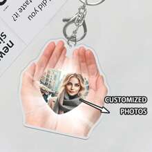 1pc Personalized Acrylic Heart-Shaped Photo Keychain, Versatile For Backpack, Key Ring, Holiday Gift