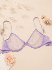 Wingslove See Through Unlined Sheer Transparent Mesh Breathable Lingerie Bra