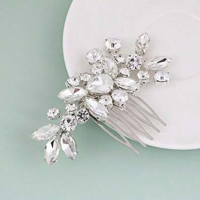 Luxurious Crystal Bridal Hair Comb, Fully Rhinestone Decorated, Elegant For Wedding, Party Dress, Bridal Gown Accessories, Lightweight Crystal Hair Clip