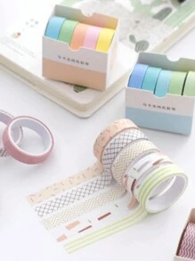 5 Rolls Colorful Washi Tape Scrapbooking Decoration Gradient Glitter Decorated Colorful Tapes - Geometric Rose - View 2