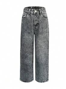Women Distressed Low Waist Straight Leg Jeans