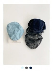 1 chiếc mũ bóng chày denim đã giặt có trang trí nơ, mũ họa sĩ phong cách Anh cổ điển, mũ lưỡi trai Unisex thường ngày mới, trang phục thời trang đường phố - Nhiều màu - Xem 2