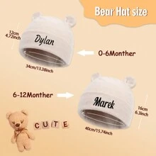 2 szt. Niestandardowa czapka małego misia, spersonalizowana niestandardowa haftowana czapka szpitalna dla noworodków, rękawiczki z niedźwiedziem dla chłopców i dziewcząt, spersonalizowane prezenty dla dziewczynek/mężczyzn, prezenty dla dzieci, słodkie dziecko na urodziny, na dzień dziecka