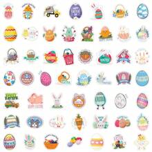 50 PCS Easter Eggs Stickers Vinyl Aesthetics Stickers For Scrapbooking, Diary, Laptop, Bumper, Skateboard, Water Bottle, Computer, Phone, Cartoon, Hard Hat, Car Stickers And Decals