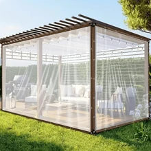 1 Piece Of Transparent Colorless Rainproof Oilcloth, Encrypted Grommets, Tear Resistant Drawstrings, Windproof, Dustproof, Waterproof, And Snow Resistant. Garden Rain Cover, Courtyard Fence, Camping Outdoor Tent Cover, Porch Canopy, Perfect For Terraces, Gardens, Chicken Coops, Pigsties, And Camping - Multicolor - View 2