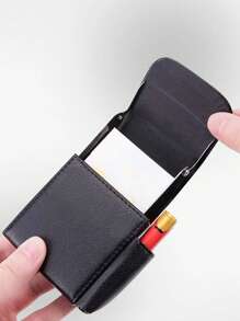 1 Pc PU Leather Men's Cigarette Case Organizer, 20 Gas Lighter Holder Waist Pack Smoking Accessories