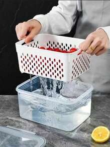 6pcs Set: Leak-Proof Food Storage Containers - 2-Layer Airtight Design For Easy Meal Prep, Reusable & Stackable Kitchen Organizer For Fruits, Vegetables, Meats & Grains - 黑與白 - 查看 3