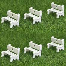 6 sztuk białych ławek parkowych Micro Landscape z unikalnym wzorem serca - urocze ozdoby dekoracyjne do Twojego miniaturowego ogrodu - Biały - Zobacz 13