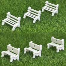 6 sztuk białych ławek parkowych Micro Landscape z unikalnym wzorem serca - urocze ozdoby dekoracyjne do Twojego miniaturowego ogrodu - Biały - Zobacz 11