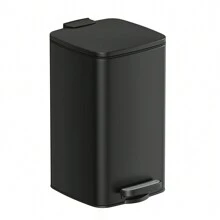 SONGMICS Bathroom Bin, 8L Small Bin, Pedal Toilet Bin For Small Spaces, Soft-Close Lid, Steel, Black