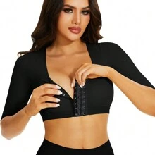 Women's Arm Shaper Compression Sleeves Posture Corrector Shapewear Hooks Front Closure Bra Tops ,Arm Slimmer,Push Up Breast,Back Support - Black - View 6