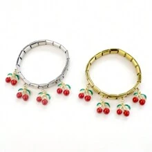 1pc Italy Style Stainless Steel Cherry Pendant Charms Bracelet Component Cute And Detachable Suitable For DIY Making - Cherry - View 3