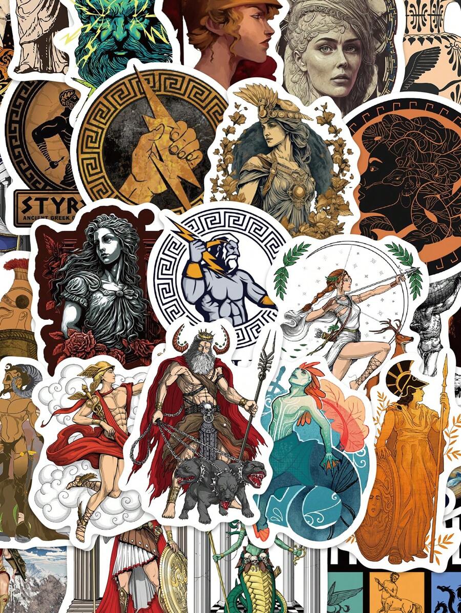 50 Pcs Ancient Greek Mythology Aesthetic Sticker Set, Decorative For ...