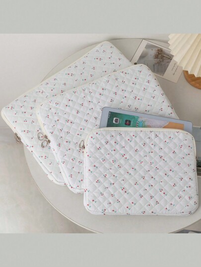 1 Stück Laptoptasche mit Kirsch-Muster Muster, handgehaltene tragbare Computertasche für iPad, Laptoptasche mit Reißverschluss, tragbare Computertasche für 11/13/15 Zoll, iPad-Tasche, Geschenk für Lehrer, täglicher Lehrerbedarf, Lehrertasche, Hochschulbedarf, Schulanfang Grundausstattung, Laptop-Tasche für das Klassenzimmer für MacBook, ASUS Tablet, stoßfeste Hülle 9-11 Zoll kompatibel mit iPad Air 4 5 Pro 11 Mini 5 6