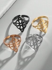 1 Pc Stainless Steel Witch Knot Ring Hollow Celtic Knot Adjustable Open Ring Elegant Fashion Irish Witchcraft Amulet Jewelry