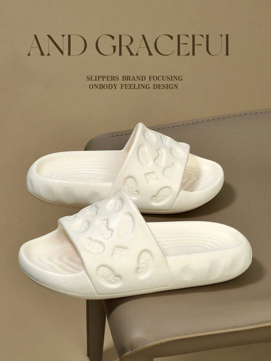 女士 EVA 拖鞋、防滑室内浴室拖鞋、软底夏季家居鞋、休闲系带沙滩凉鞋 - 白色 - 查看 1