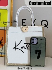 Bolso de lona personalizado con estampado de color dopamina, bolso de hombro, bolso de regalo con patrón personalizado, bolso de lona impreso, bolso de compras, bolso grande, mochila escolar, liviano, impermeable, adecuado para bodas, cumpleaños, playas, vacaciones, es el mejor regalo para damas, madres, maestros, amigos, damas de honor y estudiantes