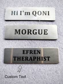 7cm X 2cm Customized Stainless Steel Metal Name Plate, Laser Engraved With Black Text, Fade-Resistant