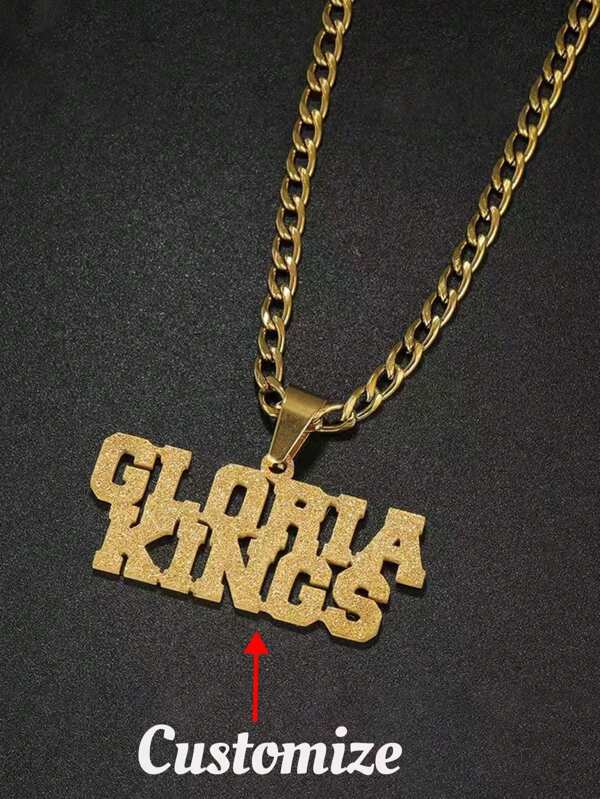 Collana con ciondolo personalizzato in acciaio inossidabile intagliato, finitura opaca con testo personalizzato, adatta per uso quotidiano o come regalo, perfetta come regalo di San Valentino, adatta per lei, famiglia e amici