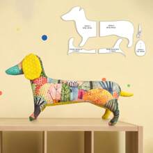 6 件狗形亚克力缝纫模板，手工制作记忆狗绗缝刺绣图案 DIY 玩偶工艺品用品带说明书 - 透明 - 查看 1