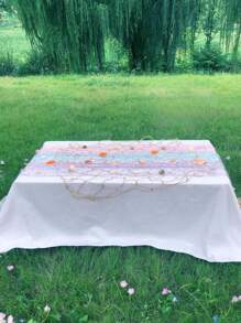 1pc Rainbow Blue Sparkly Table Cloth, 30cm X 275cm, Baby Shower Decoration, Rectangular Glitter Tablecloth For Birthday Party, Home Decor