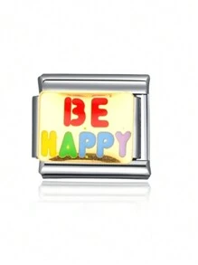 1 件 2025 情人节顶级时尚彩色字母心形翅膀拼图 DIY 意大利模块化饰品情侣手链不锈钢首饰制作组件，适合节日礼物、派对、日常服装配饰 - 彩色 - 查看 21