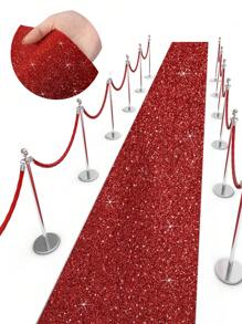 1pc 75*300/75*500cm Red Glitter Aisle Runner Carpet, Romantic Wedding Aisle Runways, Outdoor Birthday Decorations, Valentine's Day Decoration, Proposal Scene Decoration Glitter Rug, Indoor And Outdoor Decor