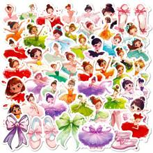 50 stuks levendige ballerina waterdichte vinyl stickers, kleurrijke graffiti stickers voor scrapbooking, dagboek, laptop, bumper, telefoon, cartoon, skateboard, waterfles, bouwvakker, auto stickers en stickers, koffers - veelzijdige decoratie, balletschoenen