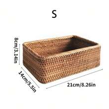 1 pièce/3 pièces Panier à fruits en rotin, plateau carré panier à pain, panier de service décoratif tressé à la main pour table de salon, plan de travail de cuisine, décoration rustique de maison